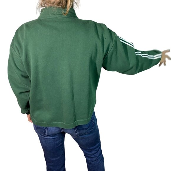 Vintage Russell Athletic Womens Green sleeve stripes Full-Zip short sweatshirt L - Picture 4 of 11